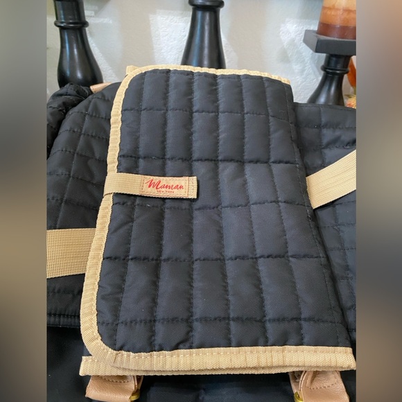 Maman New York Black Quilted Tote Baby Bag with Tan Straps - Picture 11 of 14